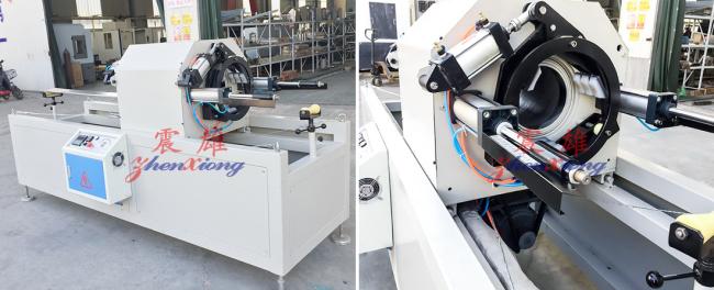 PE PVC Pipe Cutting Machine in operation showing clean cutting of plastic pipes