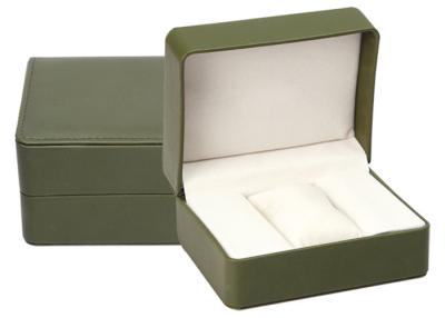 China High End Green Leather Single Watch Box Embossing Logo Craft Custom Size for sale