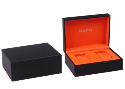 China Rectangle Double Watch Box With Pillow  Faux Leather Surface Custom Packaing for sale