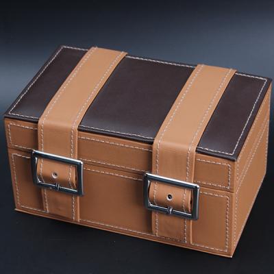 China Huge Capacity Multiple Watch Box , Brown PU Leather Watch Jewelry Box for sale