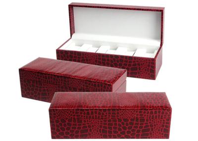 China Red Mens Luxury Watch Case , Rectangle MDF + Velvet Women'S Watch Case for sale