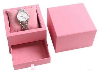 China Caja creativa de reloj de señoras rosadas del diseño, caja de reloj personalizada torsión de la cartulina en venta