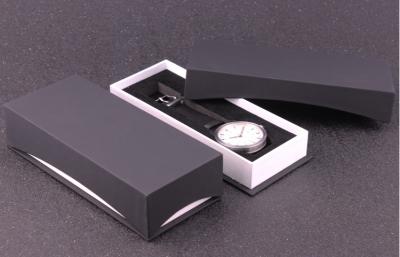 China Luxury Paper Wrist Watch Packaging Box , Black Personalized Mens Watch Box for sale
