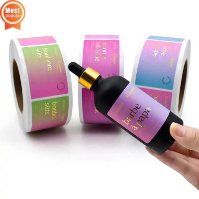 China Impresión personalizada de productos cosméticos Logotipo autoadhesivo resistente al agua Etiqueta autoadhesiva embalaje de botellas de rollo de vinilo Etiqueta pegatinas personalizadas en venta