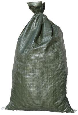 China Woven Polypropylene PP Sand Bag Green Hemmed Top With Tie for sale