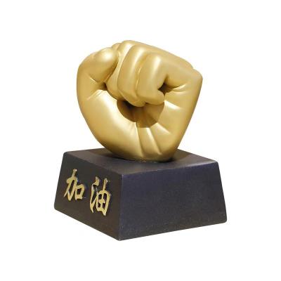 China Boxing Match Award Golden Fist 9cm Resin Trophy Cup office decoration for sale