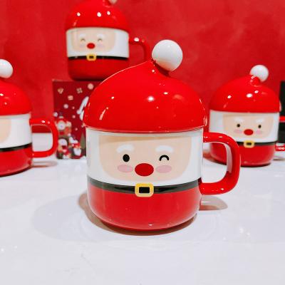 China Cute Glossy Ceramic Anniversary Gift Mugs Santa Shape For Christmas Festival for sale