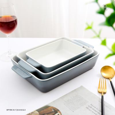 China Rectangular Shape Ceramic Bakeware Sets Dish For Lasagna 23.7oz Volume for sale