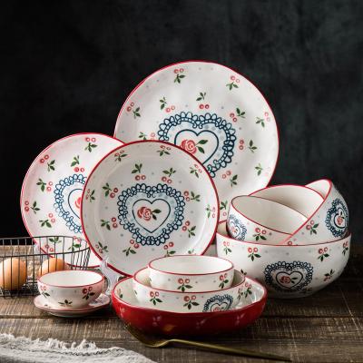 China Nordic Style Porcelain Tableware Set , Hand Painted Ceramic Plates And Bowls For Hotel for sale
