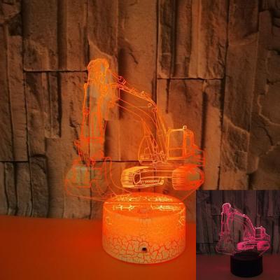 China OEM logo picture Excavator 3D LED night light Colorful remote control touch Creative gift small table lamp for sale