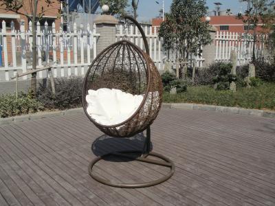 China PE Rattan Swing Chair , Garden / Balcony Glider With White Cushion for sale