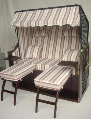 China Outdoor Garden Dark Brown Roofed Wicker Beach Chair & Strandkorb With Cushion for sale