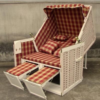 China Contemporary Leisure Wood And Resin Wicker Roofed Beach Chair & Strandkorb for sale