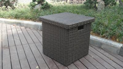 China Home Storeroom Black Resin Wicker Storage Box With White Cushion for sale