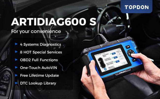 TOPDON Artidiag 600S AD600S with 4 System Diagnostic Tool and 8 Reset Services Free Lifetime Upgrade