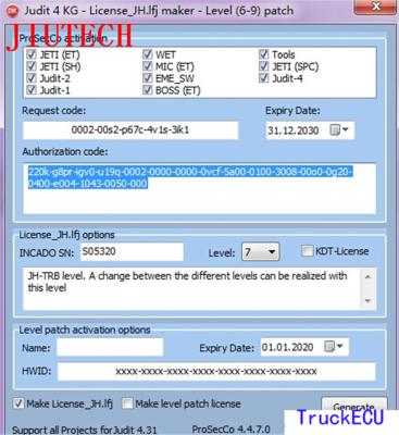China Keygen License Maker Level 6-9 Patch Forklift Software For Judit Adapter Scanner for sale