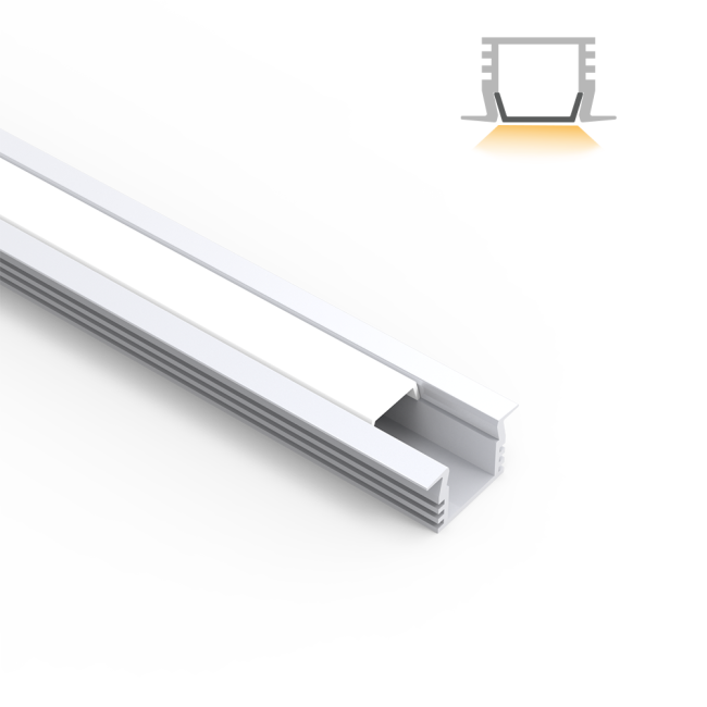 LED aluminum profile installation example showing recessed mounting