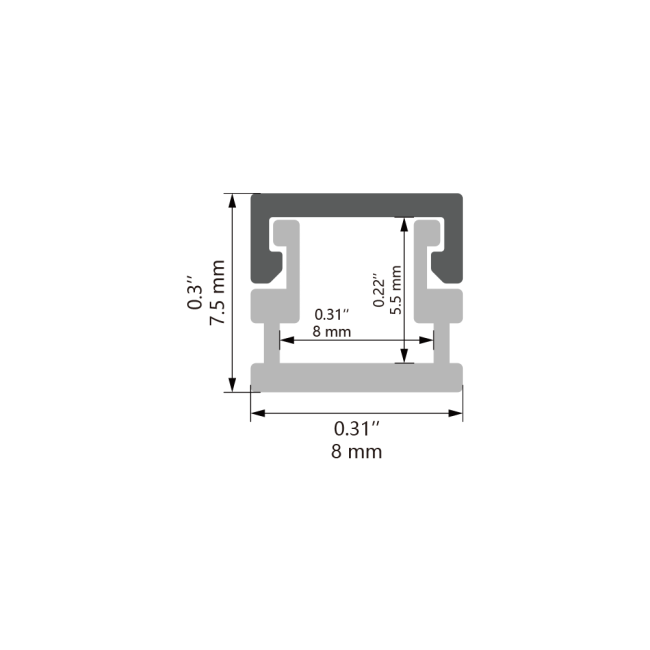 Close-up view of LED aluminum profile construction