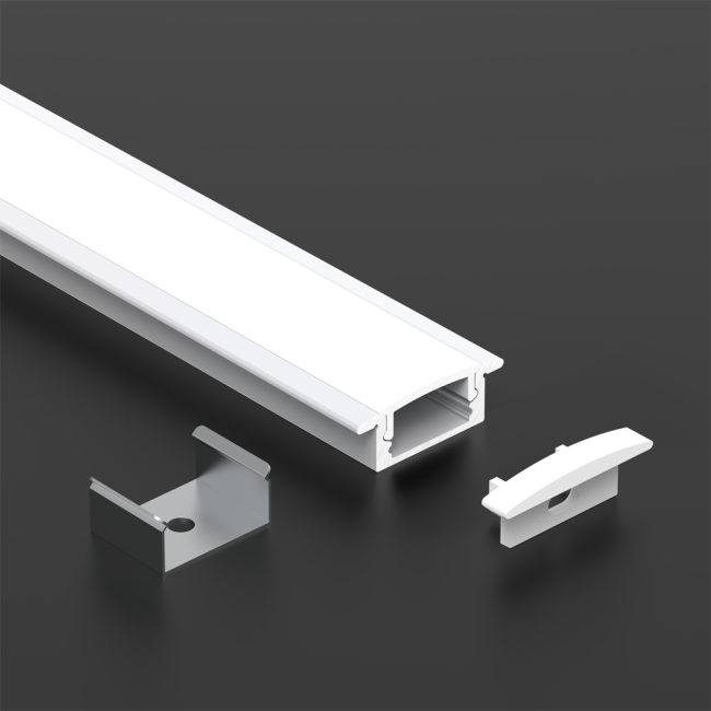 LED aluminum profile installation example showing recessed mounting