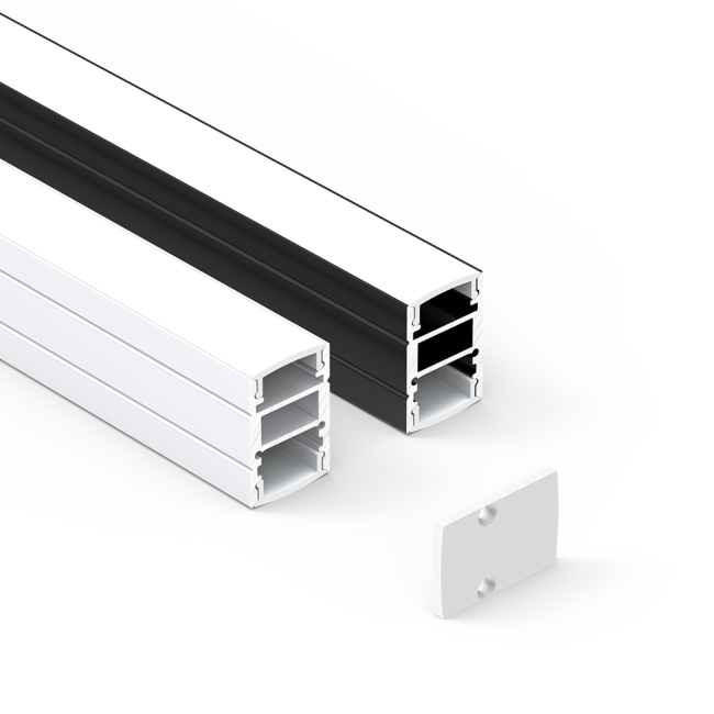 Close-up view of LED aluminum profile construction