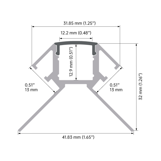 Close-up view of LED aluminum profile construction