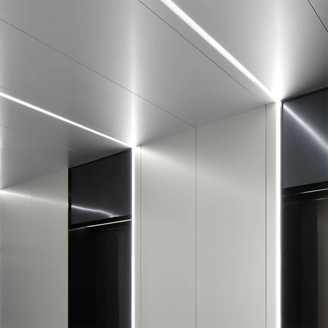 Close-up view of LED aluminum profile construction