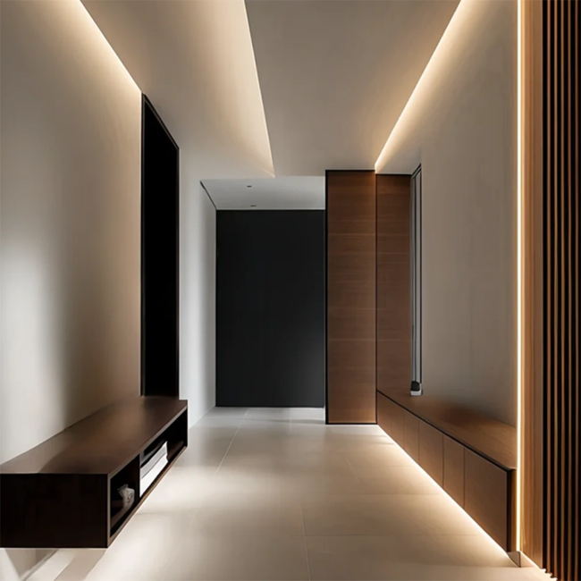 LED aluminum profile with polycarbonate diffuser installed