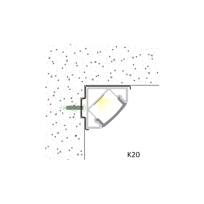 Close-up view of LED aluminum profile construction