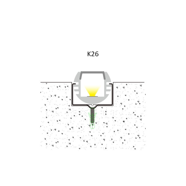 LED aluminum profile with polycarbonate diffuser installed