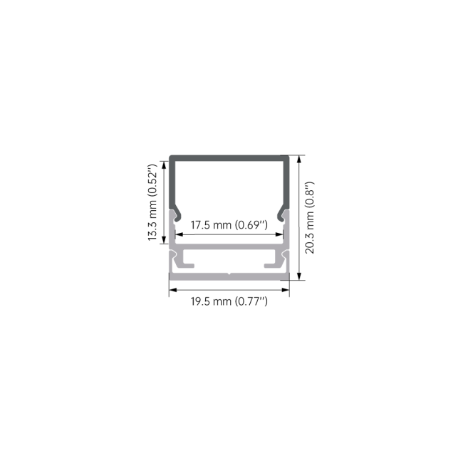 LED aluminum profile with polycarbonate diffuser installed