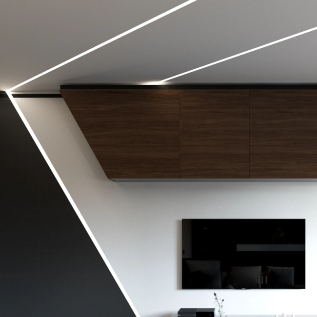Close-up view of LED aluminum profile construction