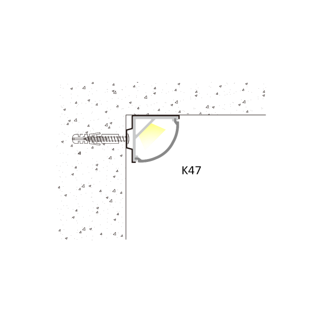 LED aluminum profile with polycarbonate diffuser installed