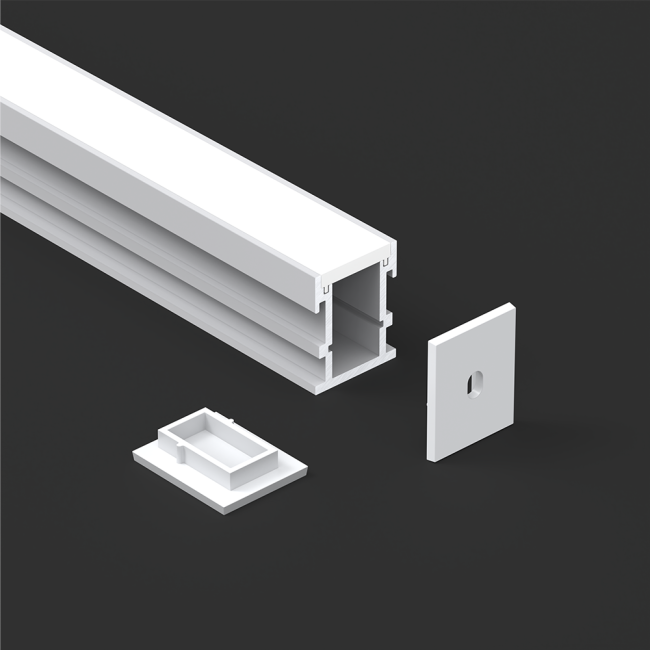 Close-up view of LED aluminum profile construction