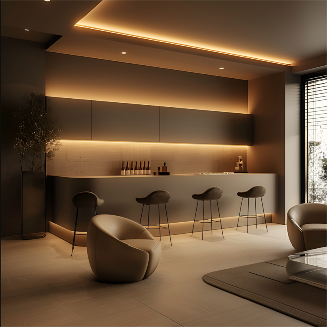 LED aluminum profile with polycarbonate diffuser installed
