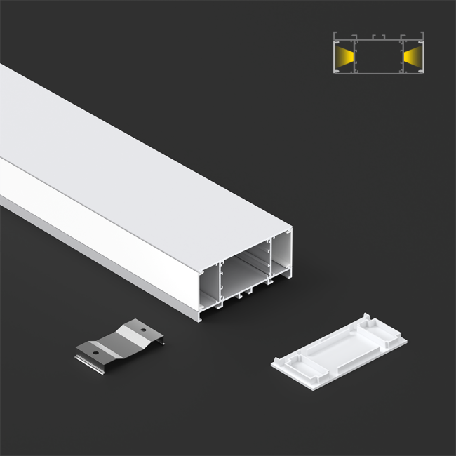 Close-up view of LED aluminum profile construction