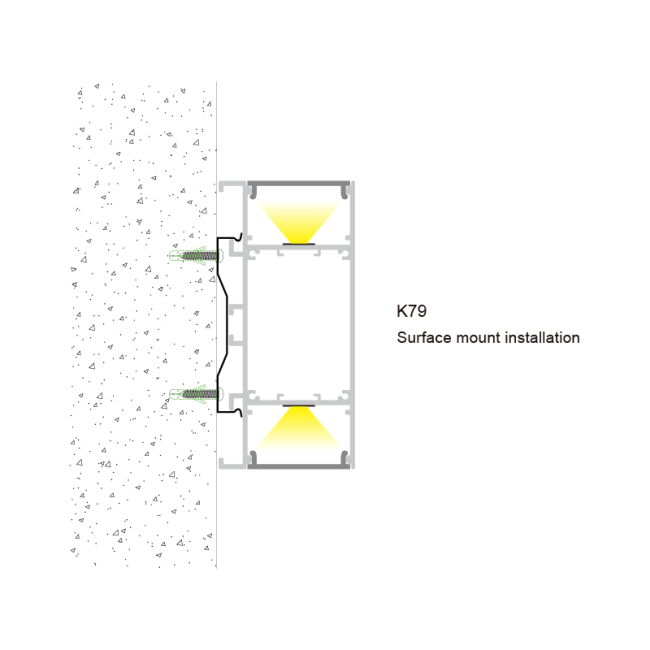 LED aluminum profile with polycarbonate diffuser installed