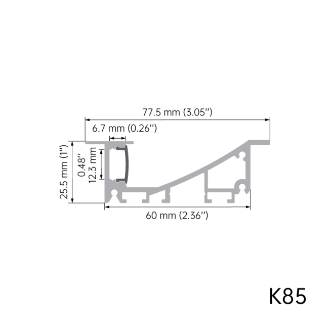LED aluminum profile with polycarbonate diffuser installed