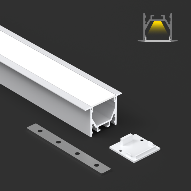 Close-up view of LED aluminum profile construction