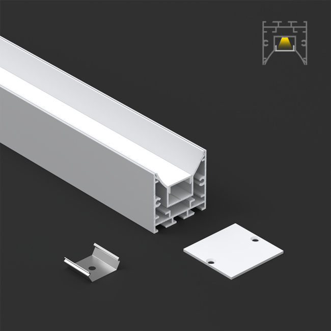 Close-up view of LED aluminum profile construction