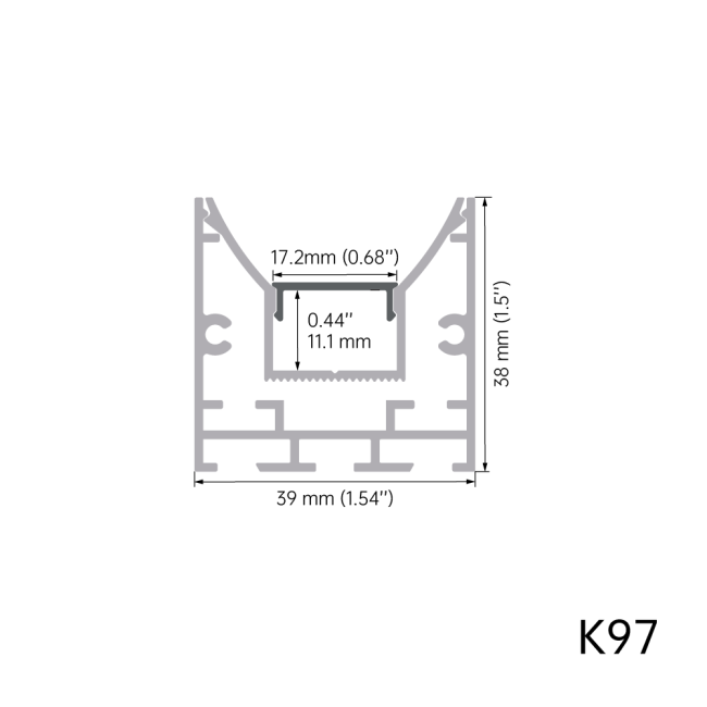 Close-up view of LED aluminum profile construction