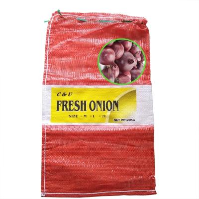 China 50kg PP Leno Mesh Net Bag for Firewood Eggplant PE Plastic Potato Packing Pouch for sale