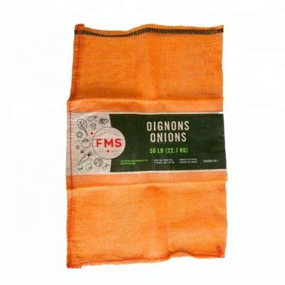 China 100% PP/PE Material Orange Color Fruit Firewood Onion Raschel Mesh Bag for Packing Potatoes for sale
