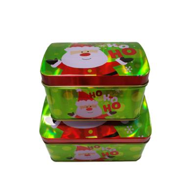 China Small CMYK Printing Bulk Christmas Tins With Lids In Set Of 2 for sale