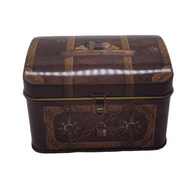 China Jewelry Storage Custom Tin Can Small Treasure Chest Tin Box Candies Gifts Packaging for sale