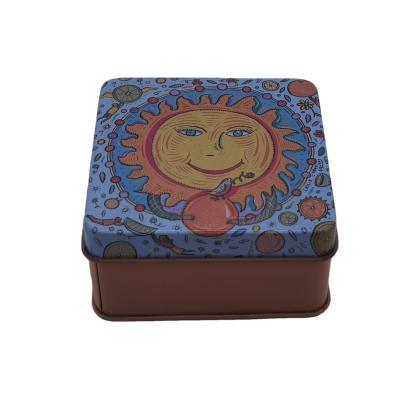 China Personalized Square Soap Tin Box With Lid Gift Tin Cans Glossy Varnish for sale