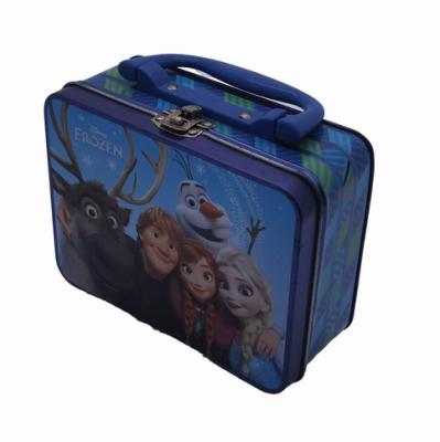 China Disney Tin Lunch Box Customized Size With Handle Cookie Biscuit Tin Packaging for sale
