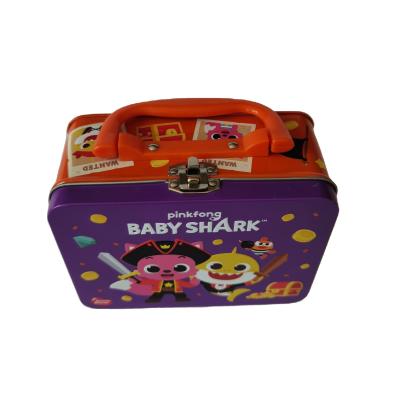China Bespoke Empty Small Tin Lunch Boxes Custom Design Pinkfong Baby Shark for sale