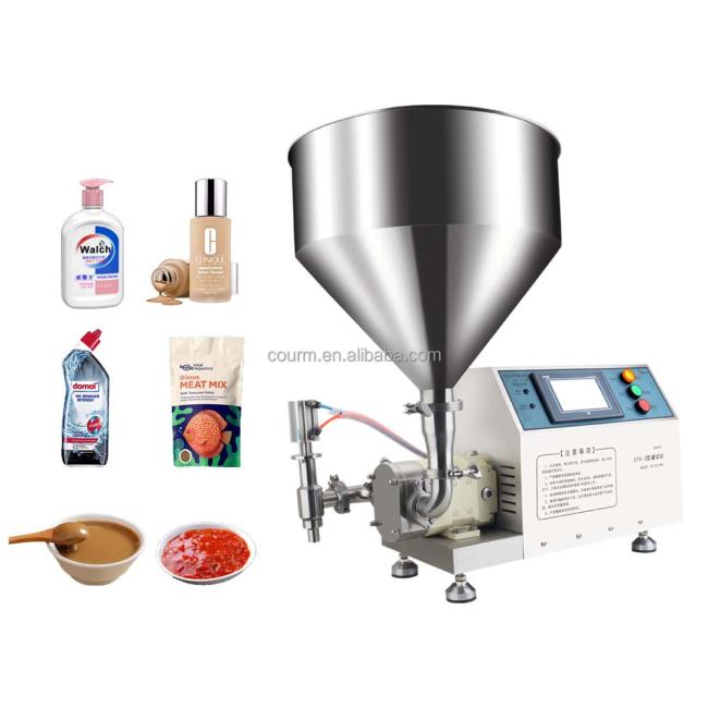 Rotor Pump Strawberry Jam Peanut Butter Sauce Cream Cosmetic High Viscosity Paste Glass Bottle Can Semi Auto Filling Machine