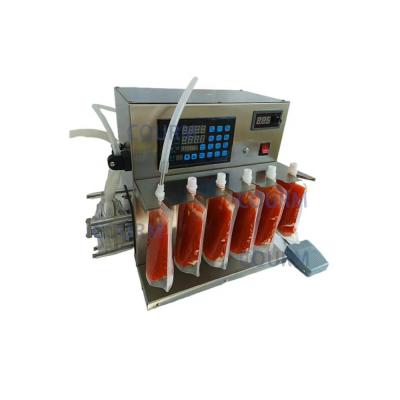China Semi Automatic Table Peristaltic Pump Honey Jelly Soy Milk High Temperature Liquid 6 Nozzle Vertical Bag Filling Machine for sale