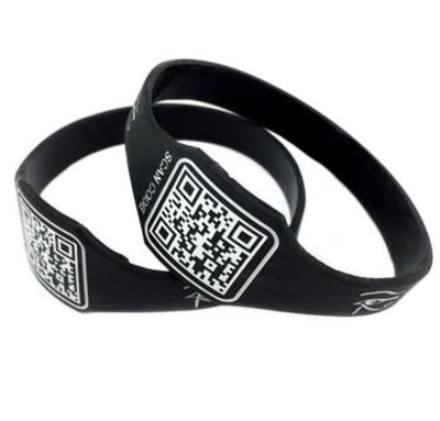 China QR code silicone wristband for advertising,promotional silicone bracelet with QR code for sale